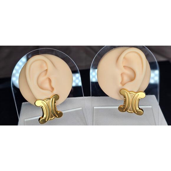 Vintage Celine Triomphe Clip-On Earrings - Picture 4 of 6